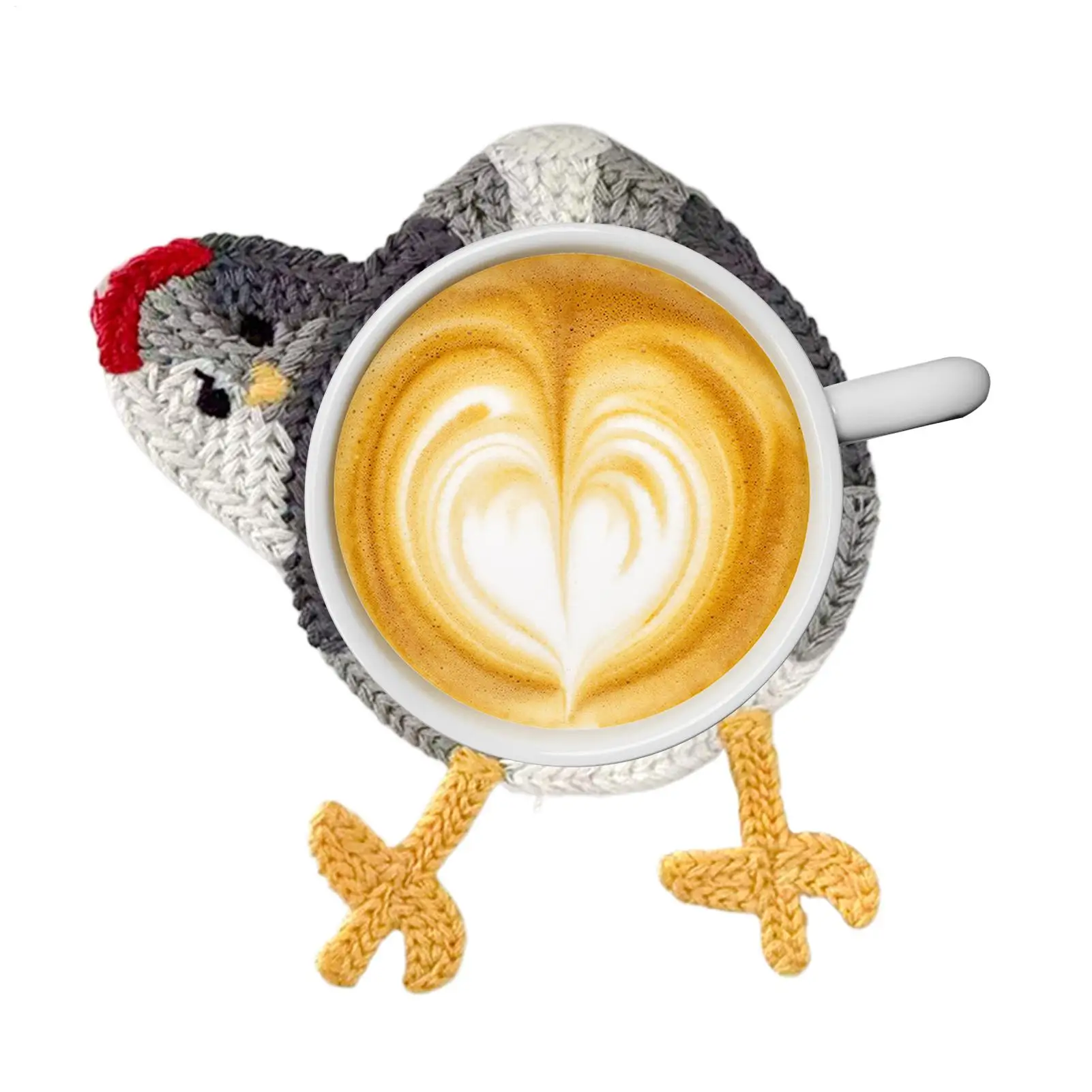 Kitchen Reusable Coasters For Drinks Cute Chicken Crochet Table Mat Knit Heat-Resistant Coasters Pad For Drink For Desk Home Bar