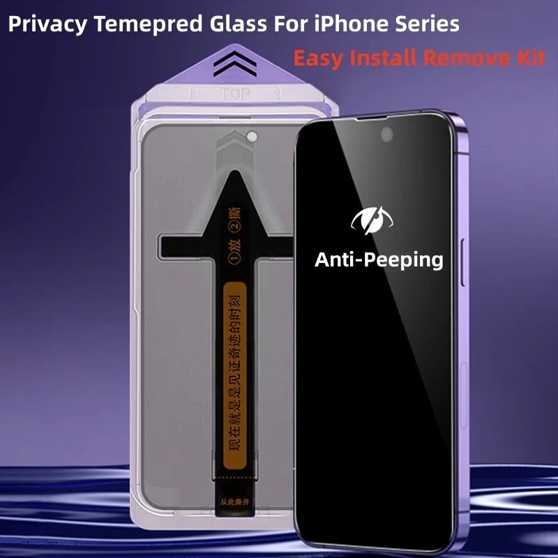 Anti Peeping Tempered Glass For iPhone 14 Pro Max 14 Plus 13 Mini 12 13 Pro Easy Install Screen Protector Glass with Install Kit