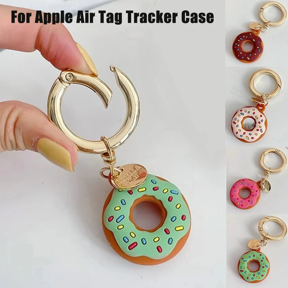 Silicone Case for Apple Air Tag Tracker Case Cartoon Donut Silicone Case for Apple Airtag Case Dog Collar GPS Finder Protective
