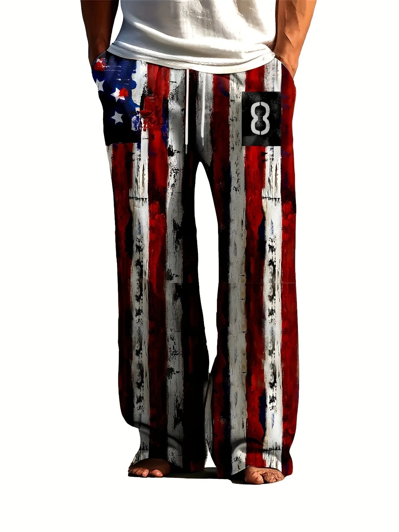 American Flag Graffiti Print Long Pants Casual Fashion Loose Casual Trousers Pants Home Pants