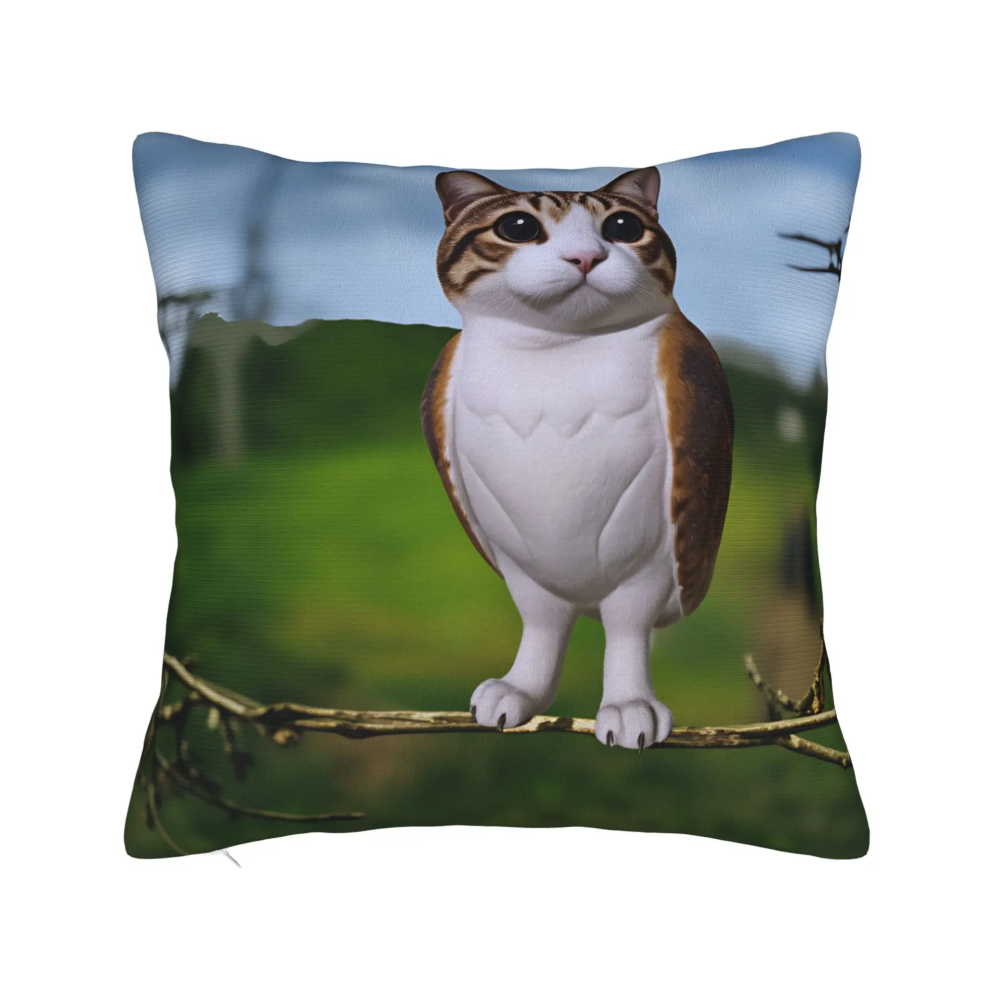Tree Branch Meowl Cat Pillow Case  Vintage Pillow Cover Design Pillowcases For Office Car Home Decor