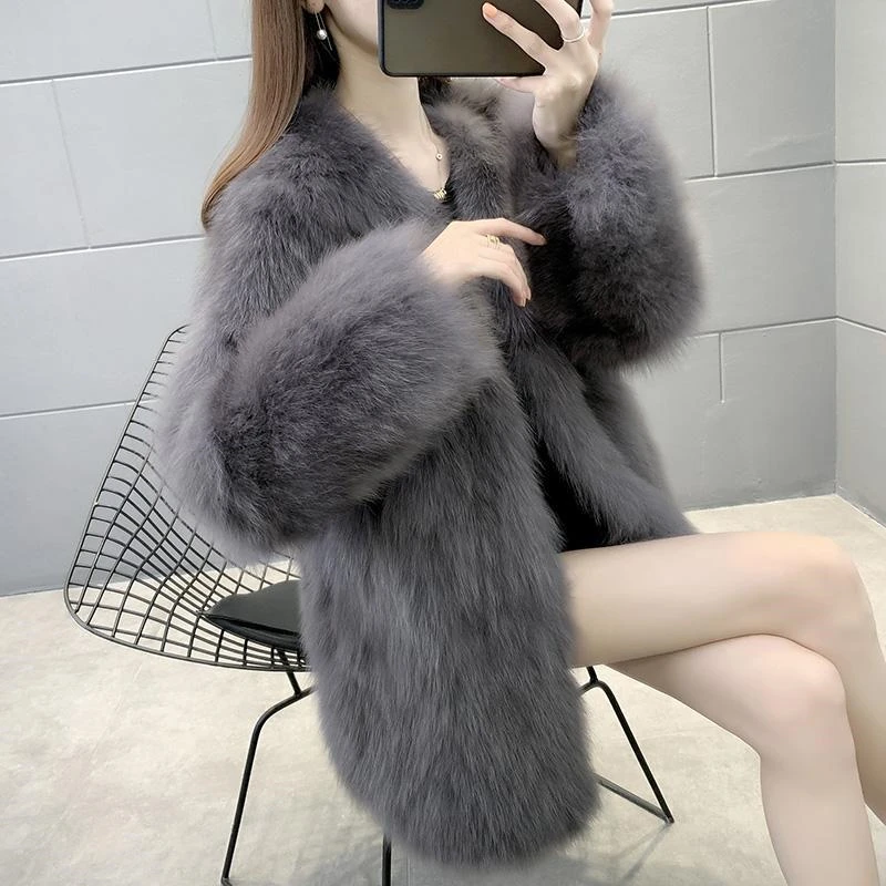 2023 Autumn Winter New Comfortable Temperament Versatile Fashion Women's Faux Fur Coat Leisure Loose Female Faux Fur Jacket