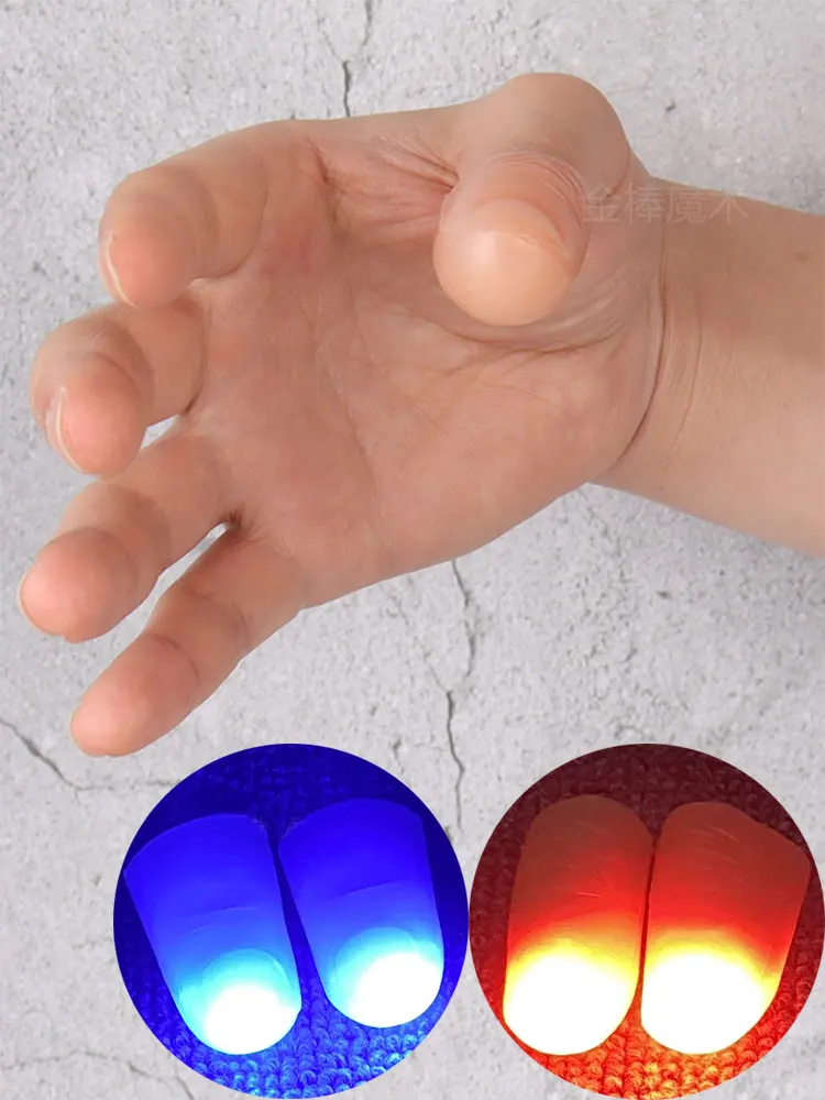 2 Pcs/set Magic Thumbs Light Toys Adult Props Blue Led Flashing Fingers Halloween Party Toys Illuminated Gloves for Children