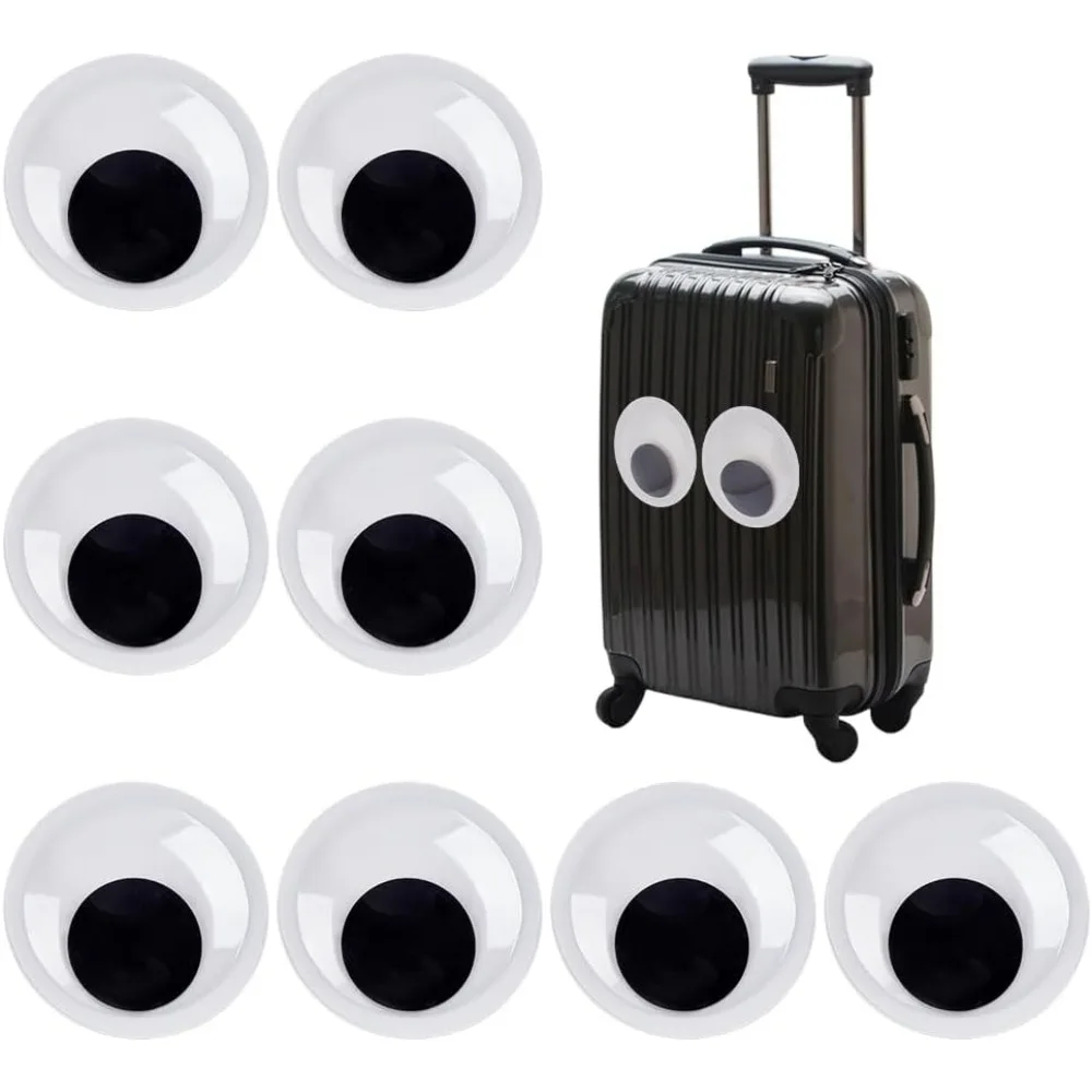 4 Inch Large Wiggle Eyes 8pcs Googly Eyes Giant Plastic Wiggle Eyes with Self Adhesive Black White Craft Eyes Flat Round Sticker