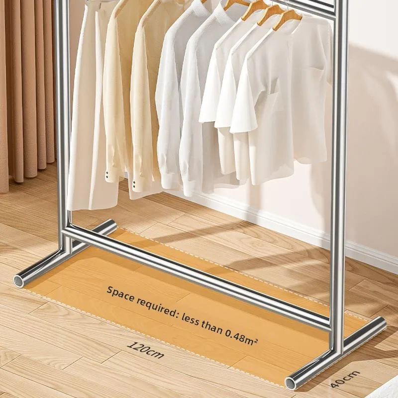 Stainless Steel Indoor Clothes Drying Rack Stand Simple Hanging Clothes Retractable Balcony Clothesline Multi-functional Storage
