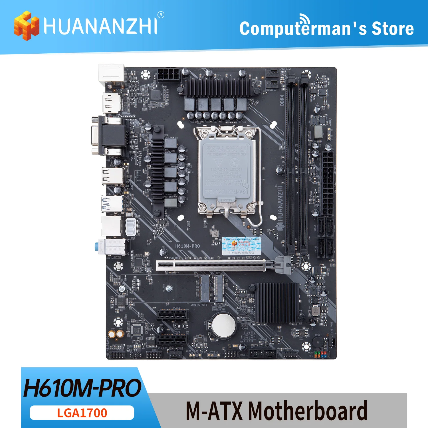 HUANANZHI H610M PRO M-ATX DDR4 Motherboard Support 12 13 Gen H610 Intel LGA 1700 CPU 12100F 12400F 12490F 12600F 12700F 13600F