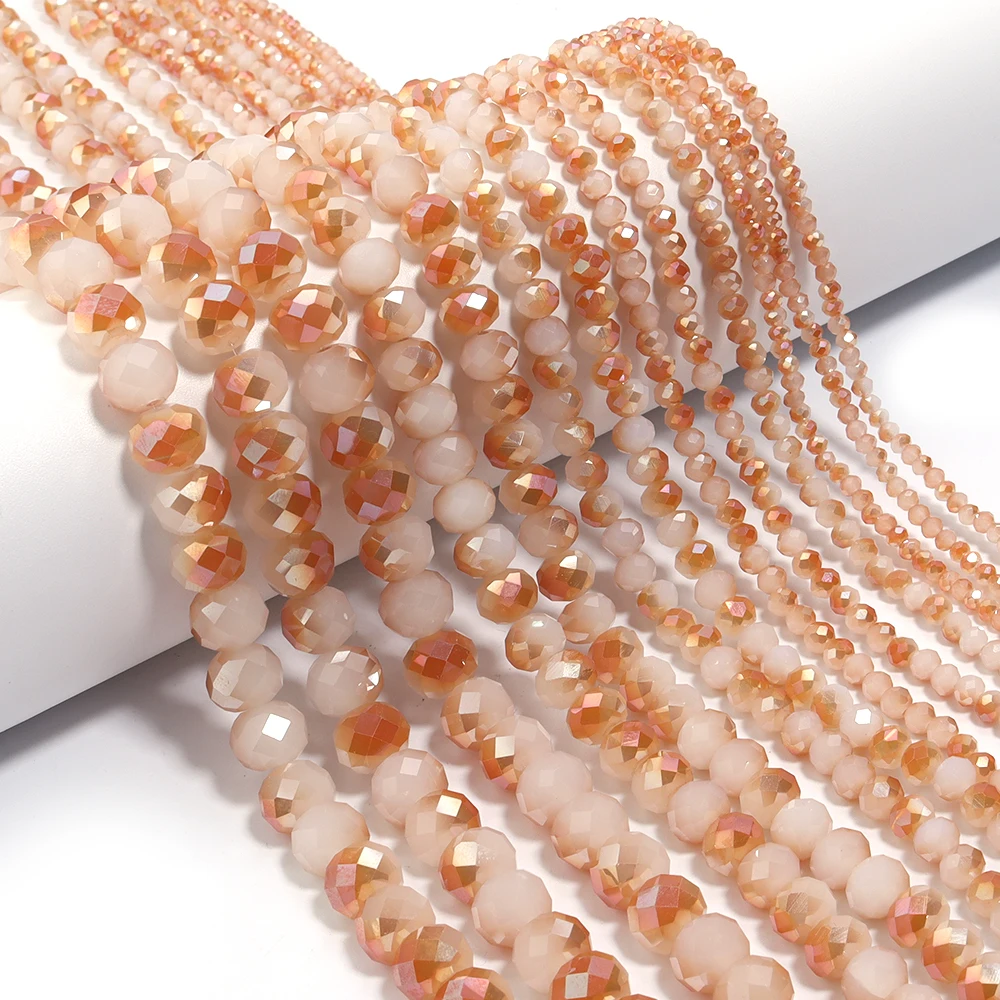 3/4/6/8/10mm Faceted Crystal Beads Orange Red Jade Glass Abacus Loose Beads For Jewelry Making DIY Necklace Bracelet Accessories