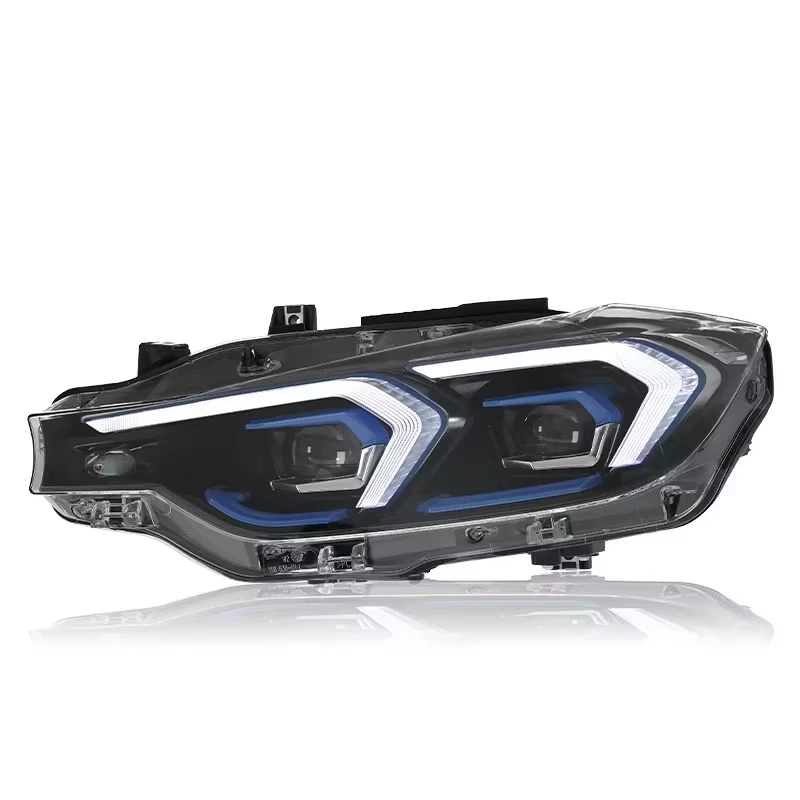 

DaoLuTong LED Headlights Assembly High-Intensity Blue Frame Lens Daytime Running Light Streamer for 3 Series F30 12V