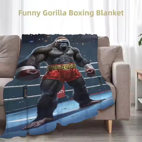 Gorilla Boxing Throw Blanket &ndash; Funny, Soft &amp; Cozy Fleece Gift for Men, Women, Boys &amp; Girls