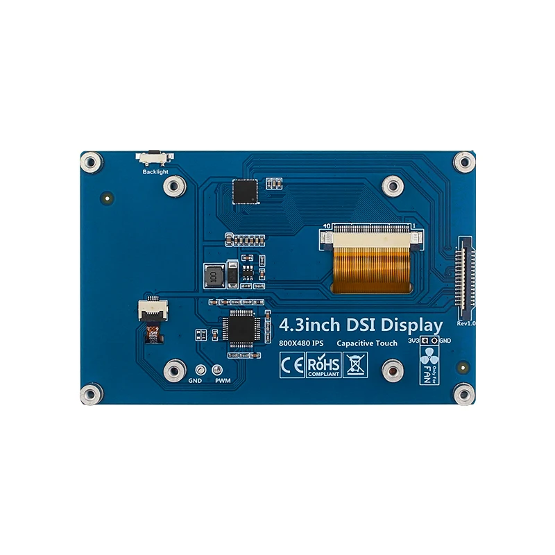 Raspberry Pi 4.3 Inch DSI LCD 800x480 IPS Touch Screen Module MIPI TFT Capacitive Monitor For Raspberry Pi 5 4B 3B+ 3B