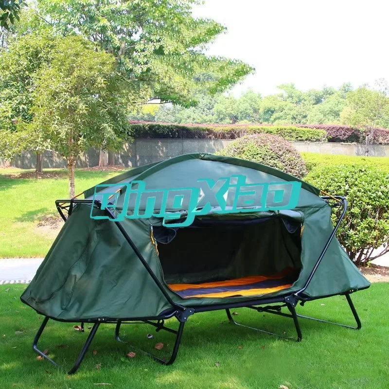 Elevated Camping Shelter Thick Oxford Fabric Warm Waterproof Rainproof Outdoor Tent For Hiking Fishing 2 Person Double Layer