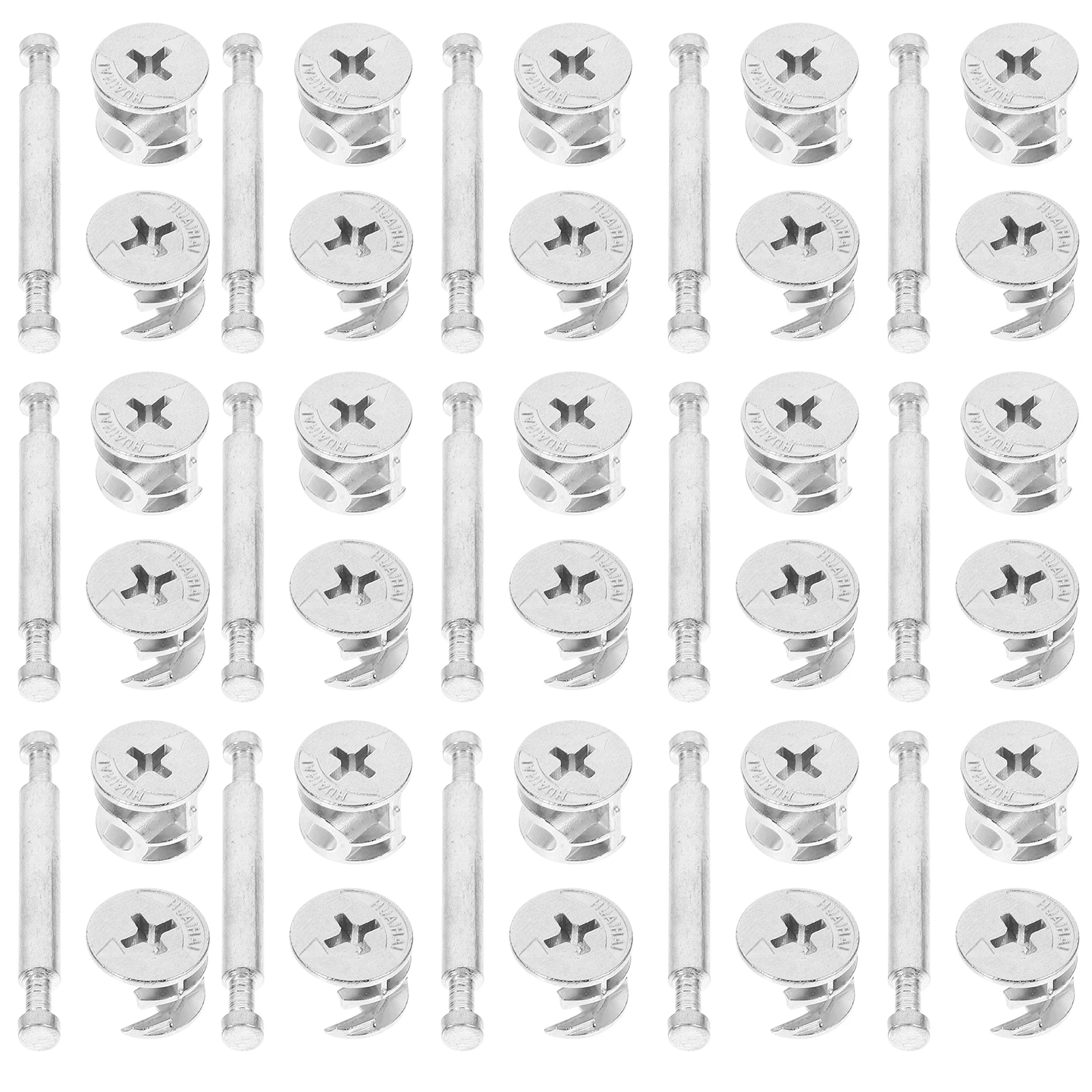 

20 Sets Double-headed Pole Connection Dowels Furniture Connectors Hardware Metal Fastener Cam Fittings Kit Zinc Alloy Cabinet