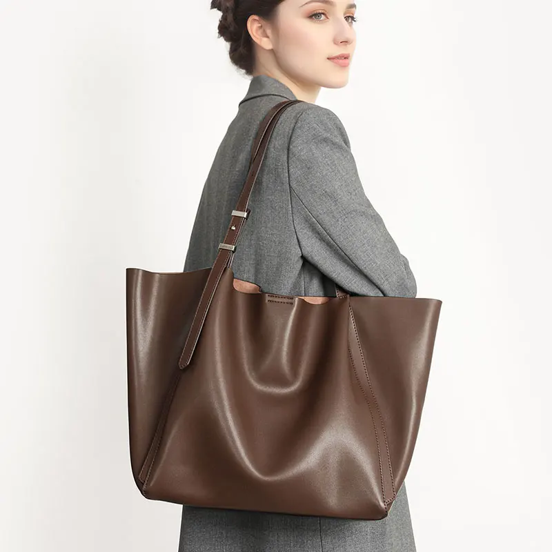 

Large Capacity Women Tote Bag 2026 New Genuine Leather Luxury Shoulder Bags Fashion High Quality Cowhide Adjustable Women's Bag