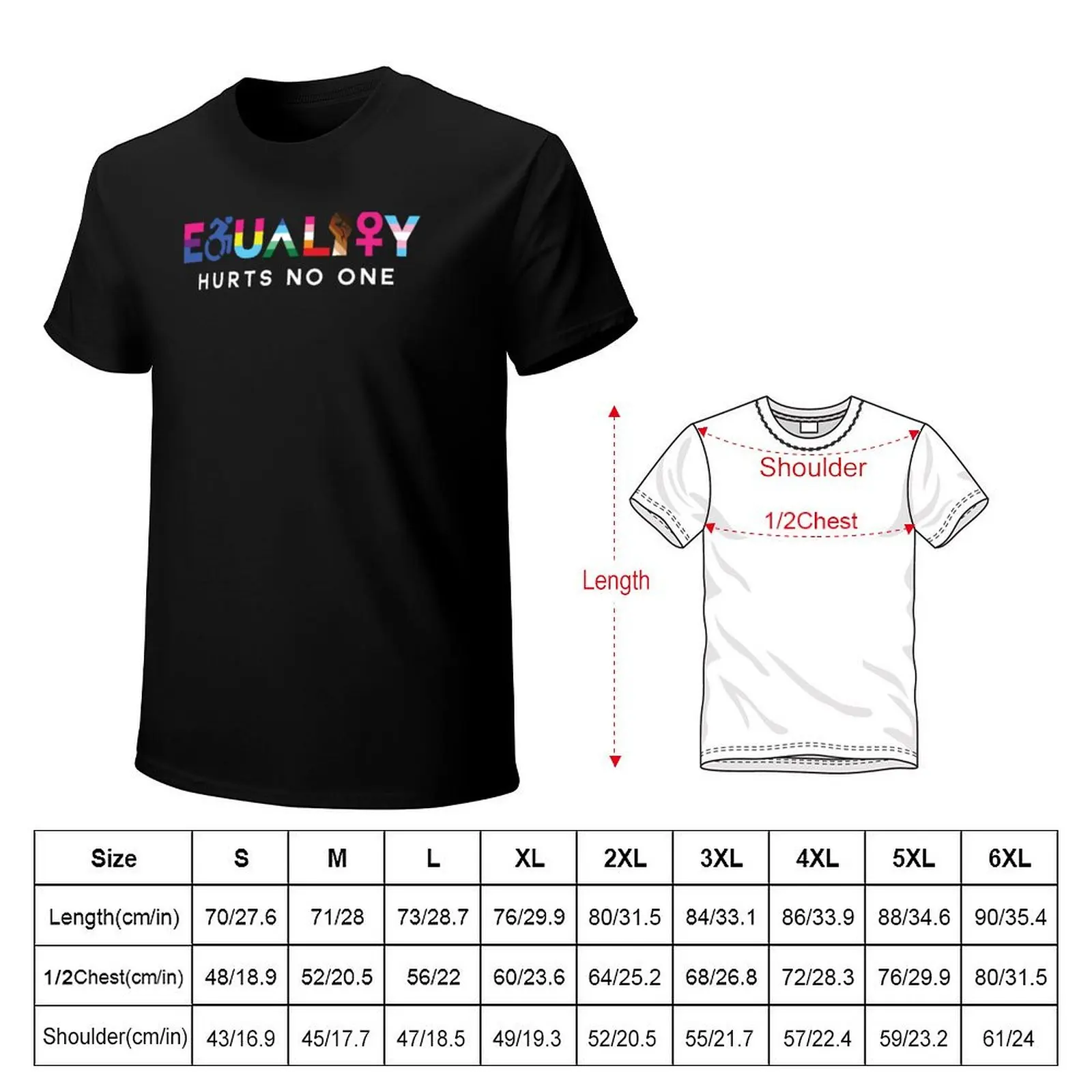 Equality Hurts No One - Bi, Pan, MLM, WLW, Skintone Range; White Text T-Shirt Vintage Style Printed Top