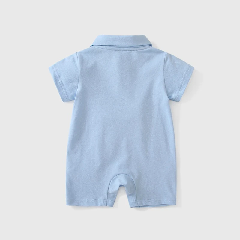 Baby Summer Thin & Breathable Onesie Cute Duck Pattern Romper for Boys & Girls Newborn Short-Sleeve Polo-Collar Jumpsuit