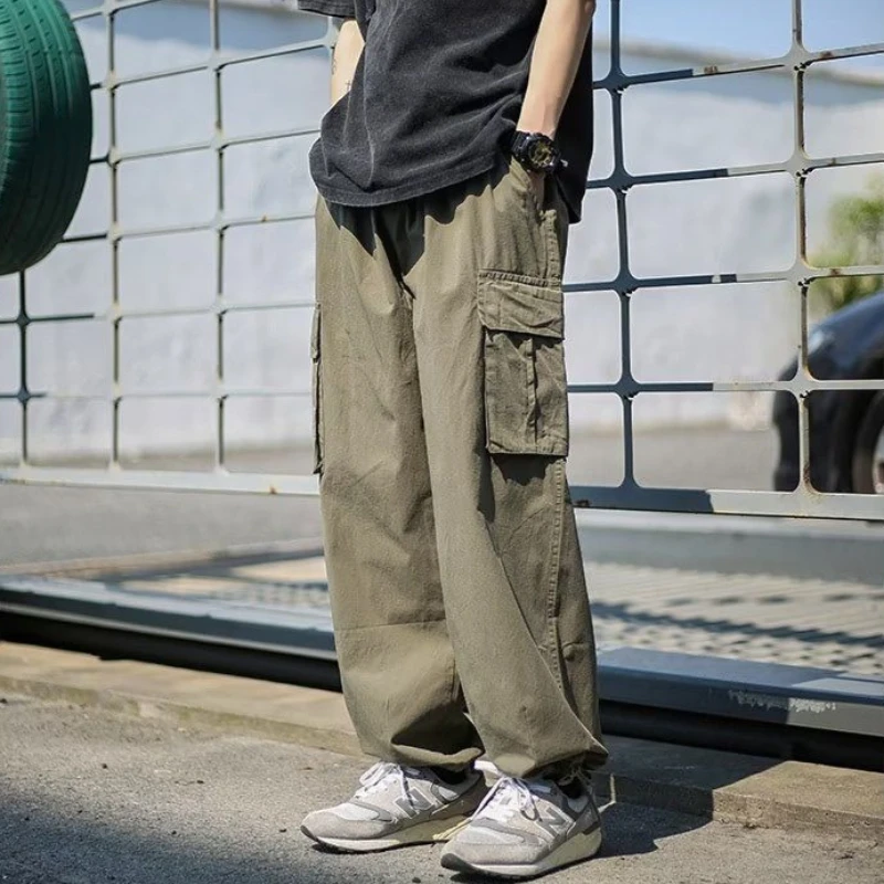 

Men's Cargo Pants Straight Leg Loose Fit Casual Cropped Pants 100% Cotton Comfortable Streetwear Trousers