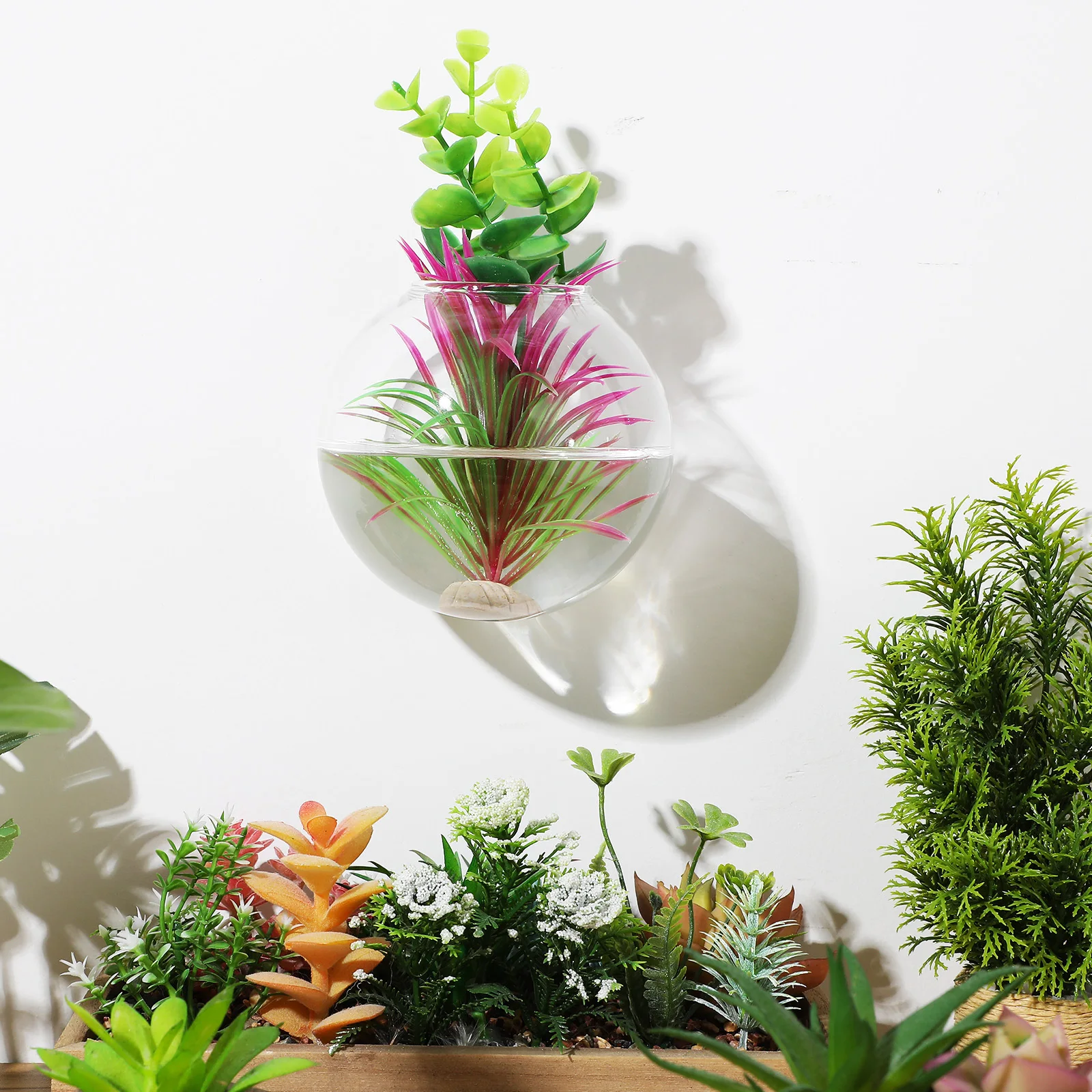 

2Pcs High Borosilicate Glass Wall Hanging Planters Propagation Station Indoor Plant Vase Hydroponics Greenery Holder Decor