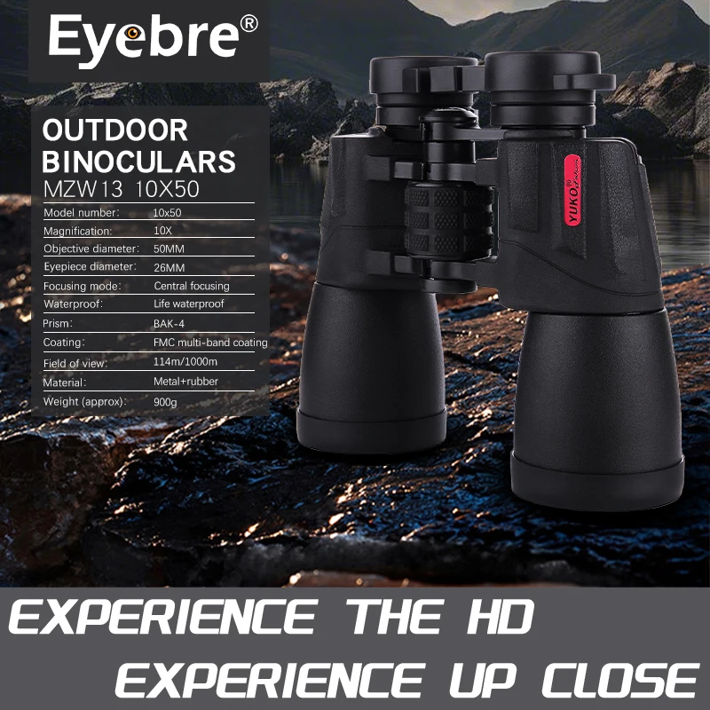 Eyebre New Mzw13 10x50 Binoculars High-Definition High Magnification All Optical Lens BAK4 Prism Outdoor Travel Concert