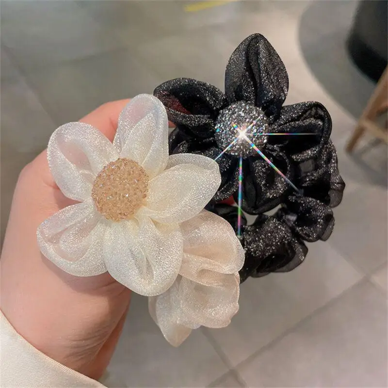 3 Colors Fashion Headband Easy To Wear Headband Fresh And Sweet Five Petal Flower Hair Tie Breathable Mesh Fabric Mesh Hair Tie