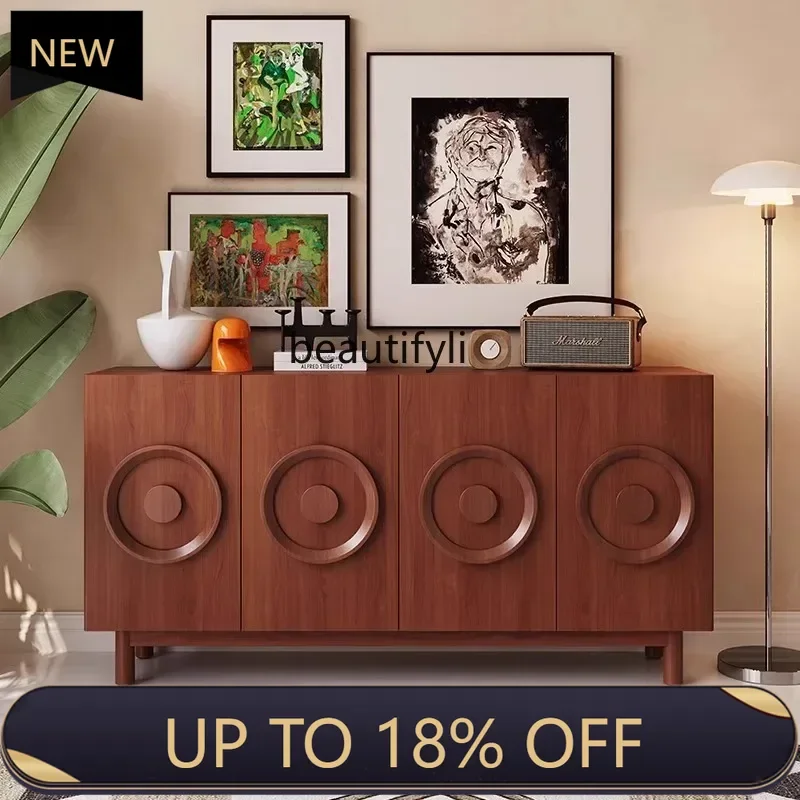 

P178 High-end Relief Decorative Cabinet Living Room American Retro Wabi-sabi Style Partition Mid-century Style Entrance Cabinet