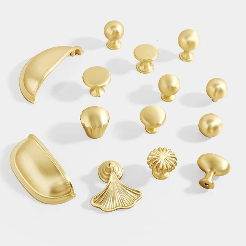 Modern Cupboard Wardrobe Pulls Gold Brushed Kitchen Cabinet Storage Handle Solid Drawer Knobs Closet Door Pull Furniture Handles