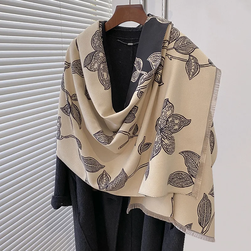 Winter Warm Cashmere Scarf for Women Luxury Pashmina Blanket Thick Shawl Wrap Neckerchief Fashion Bufanda Echarpe Poncho 2024