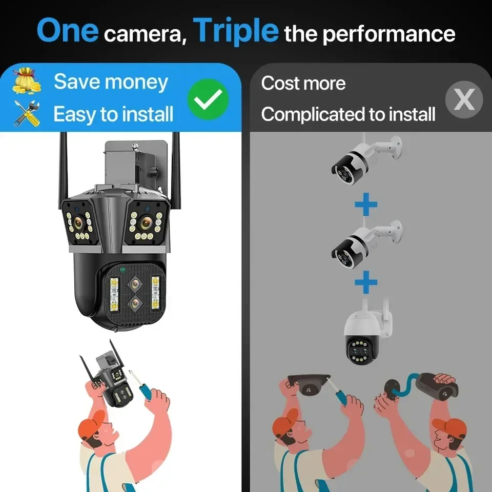 Dual Lens Wifi PTZ Camera Out 16MP 4K Wireless Color Night Vision Home Security surveillance 10X Optical Zoom CCTV IP Camera 8MP