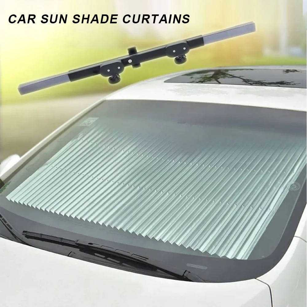 Car Front/Rear Window Sunshades Retractable Windshield Curtains for Sun Visor Car Sun Shades Summer UV Blocking Sun Protective