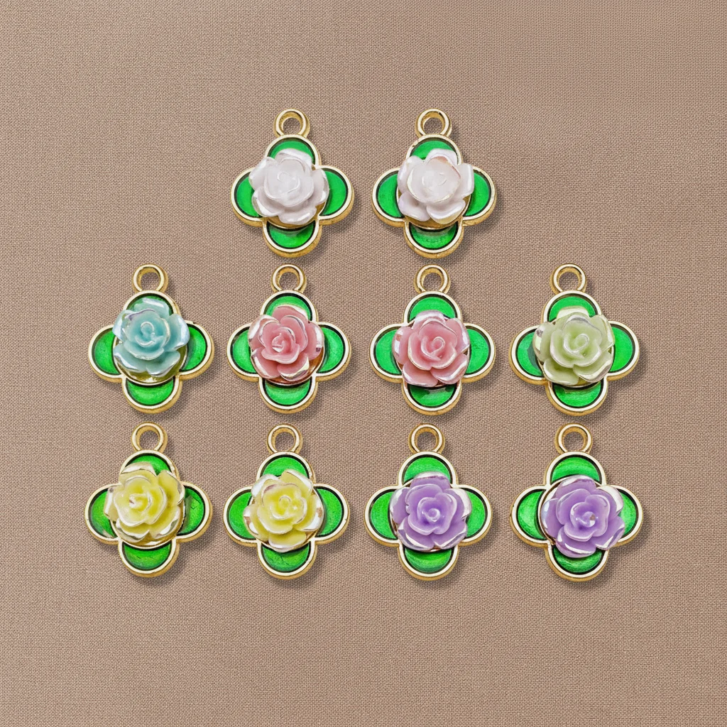 5/10pcs Lucky Four-Leaf Clover Charm Pendants Shamrock Hanging DIY Jewelry Making Accessories for Bracelet Earrings Necklace