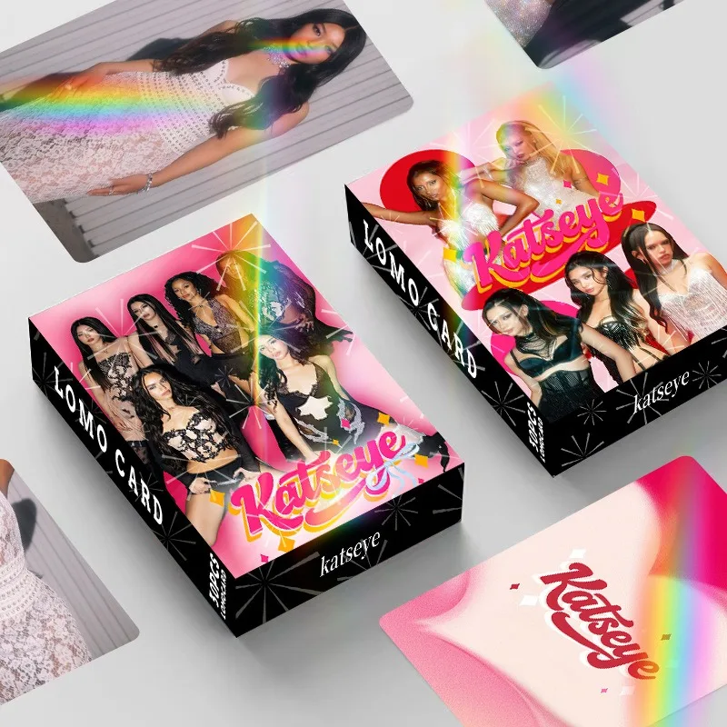 KATSEYE EYEKONS 30Pcs Laser Holographic Double Sided LOMO Cards Boxed Photocards Fan Support Ins Style Kpop Gift Hot Sale