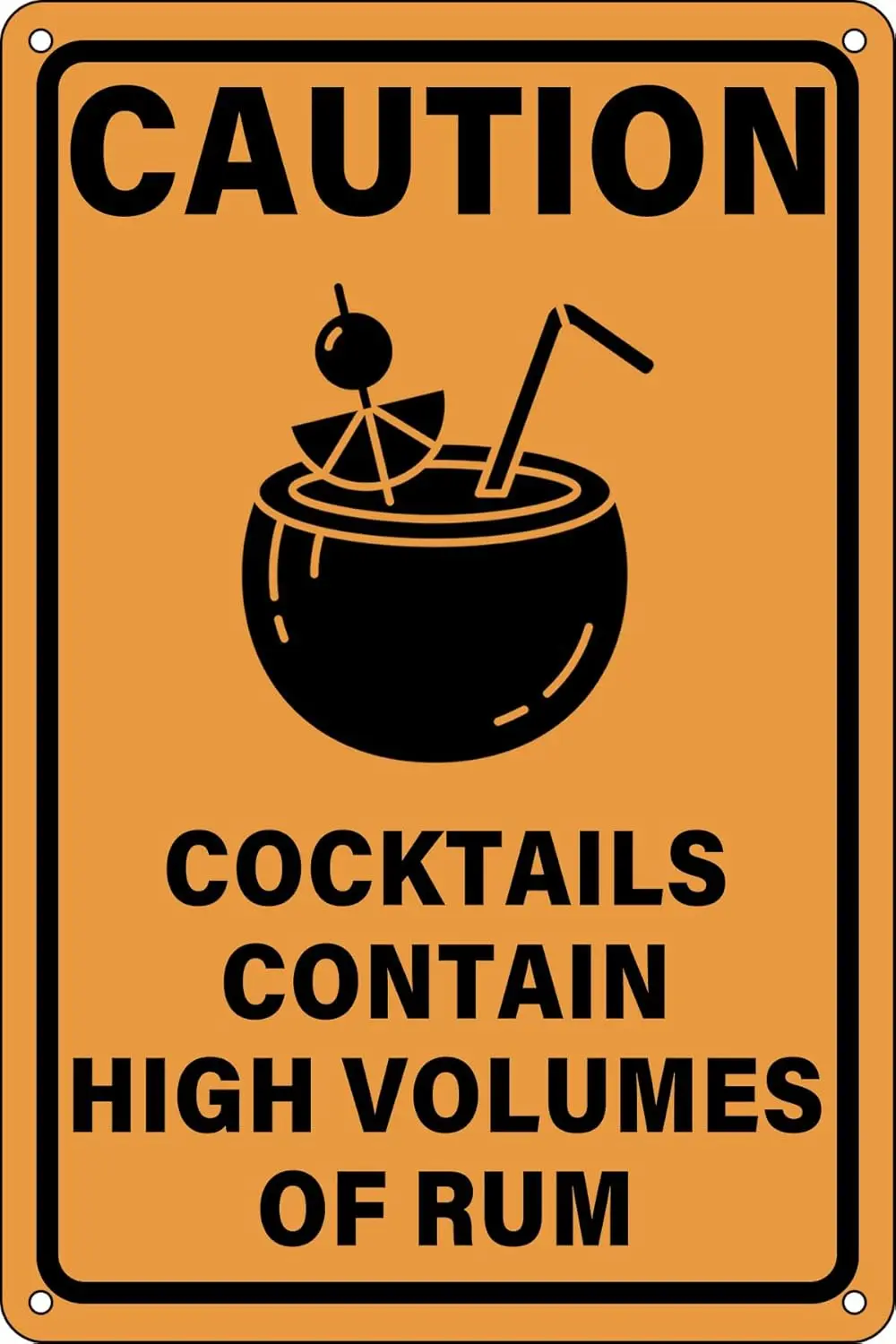 Funny Vintage Metal Tin Signs Studios Caution Cocktails Contain High Volumes of Rum Retro Poster for Home Restaurant Cafe Pub Ba