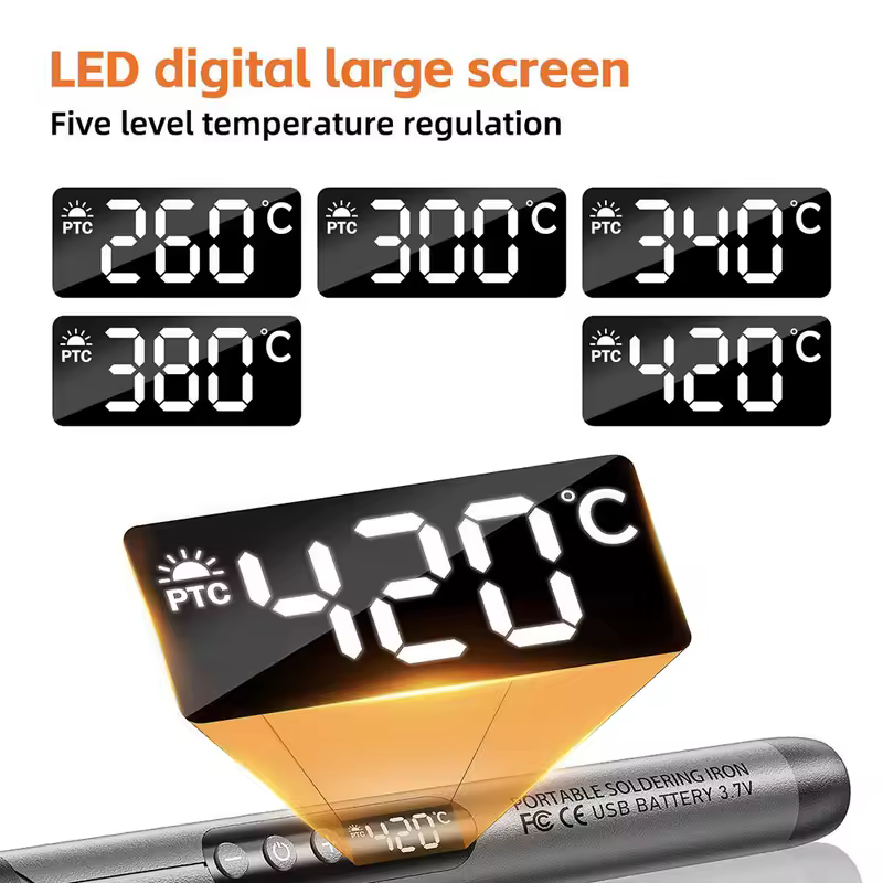 Cordless USB Digital Soldering Iron Adjustable Temperature 300-450℃ Type-C 1000mAh Battery Intelligent Solder Welding Iron Tool - Image 3