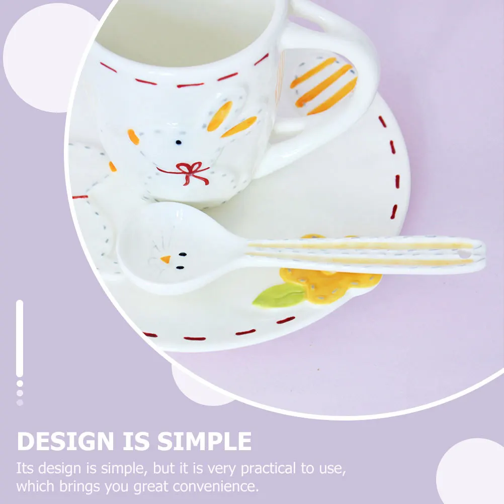 

2Pcs Ceramic Spoons High Grade Practical Design Comfortable Handle Coffee Soup Dessert Ceramic Spoon Meal Spoon