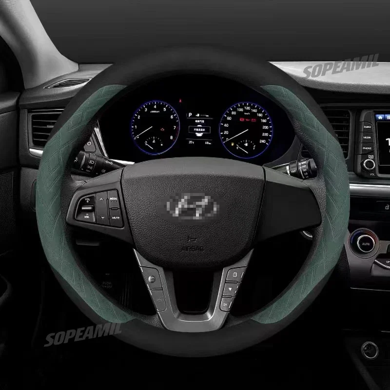 

Car Steering Wheel Cover For Hyundai i10 i20 i30 i40 ix25 ix35 ix55 Tucson Palisade Kona Santa-fe Getz IONIQ Sonata Solaris Ceed