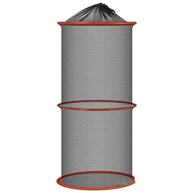 Foldable Small Mesh Fishing Keep Net Portable Fish Basket With Carabiner Hook For Stream Angling Outdoor Fishing