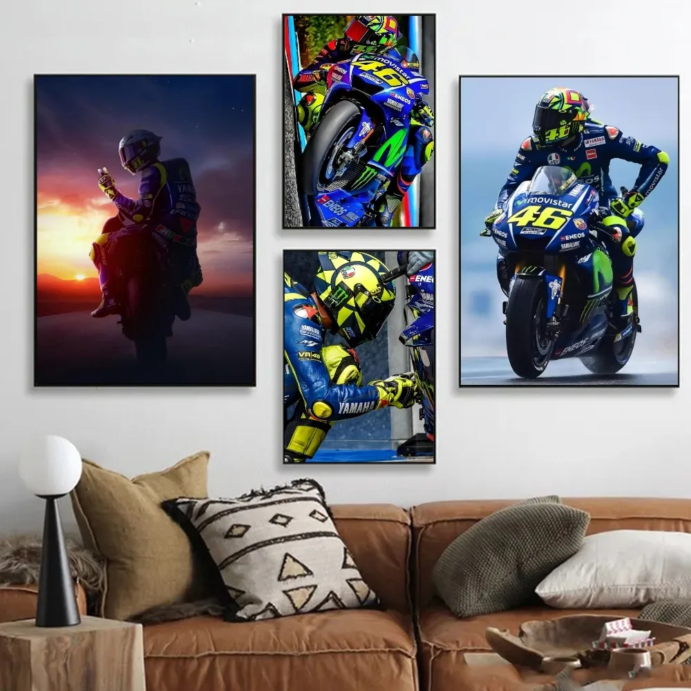 1PC motocykl wyścigowy Valentino Rossies plakat retro plakat z nadrukiem papierowa wodoodporna wysokiej jakości naklejka dekoracja ścienna domu