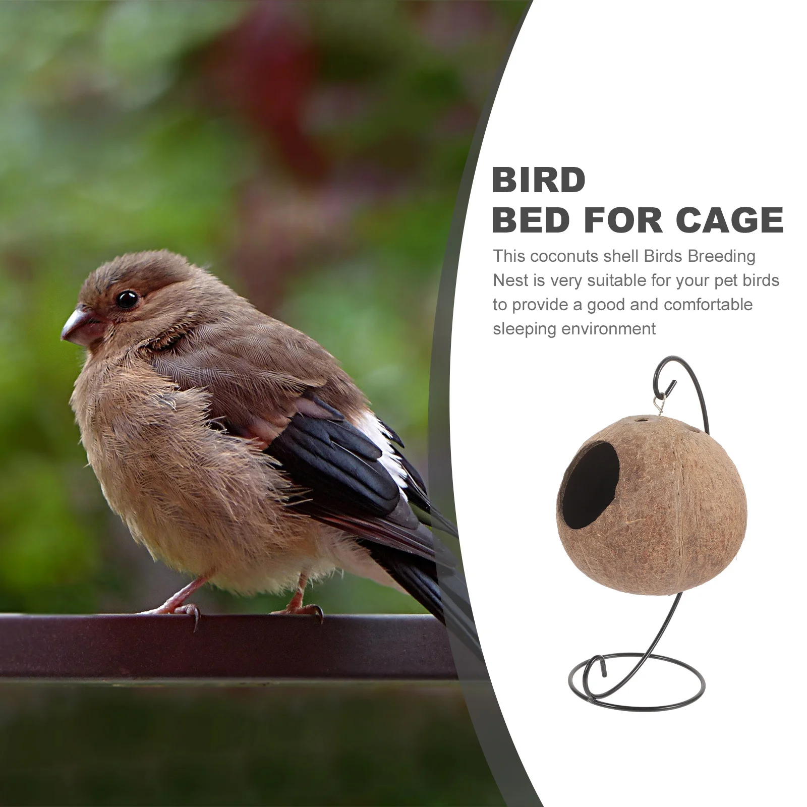 

1 set Coconut Shell Bird For Parrot Parakeet Finch Canary Small Birds, Hanging Breeding Nest Bed, Lightweight Birdcage ,