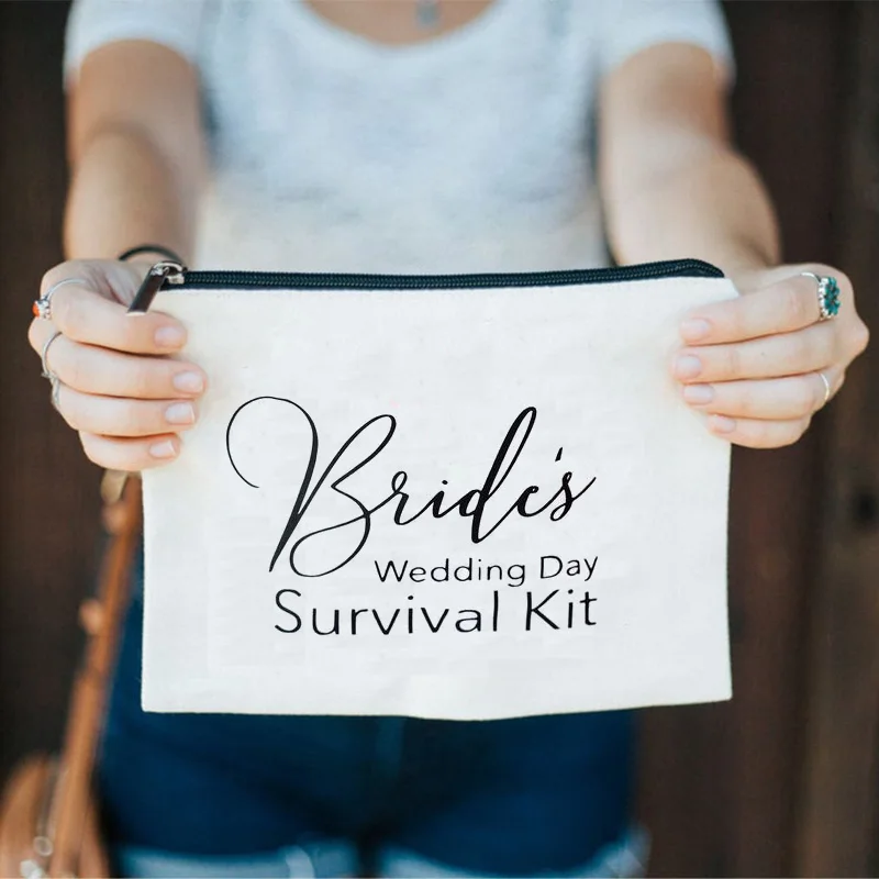 Braut der Hochzeit Tag Überleben Notfall Kater Kit make-up tasche Bachelorette hen party Braut dusche Immer Verheiratet Geschenk präsentieren – Detail 1