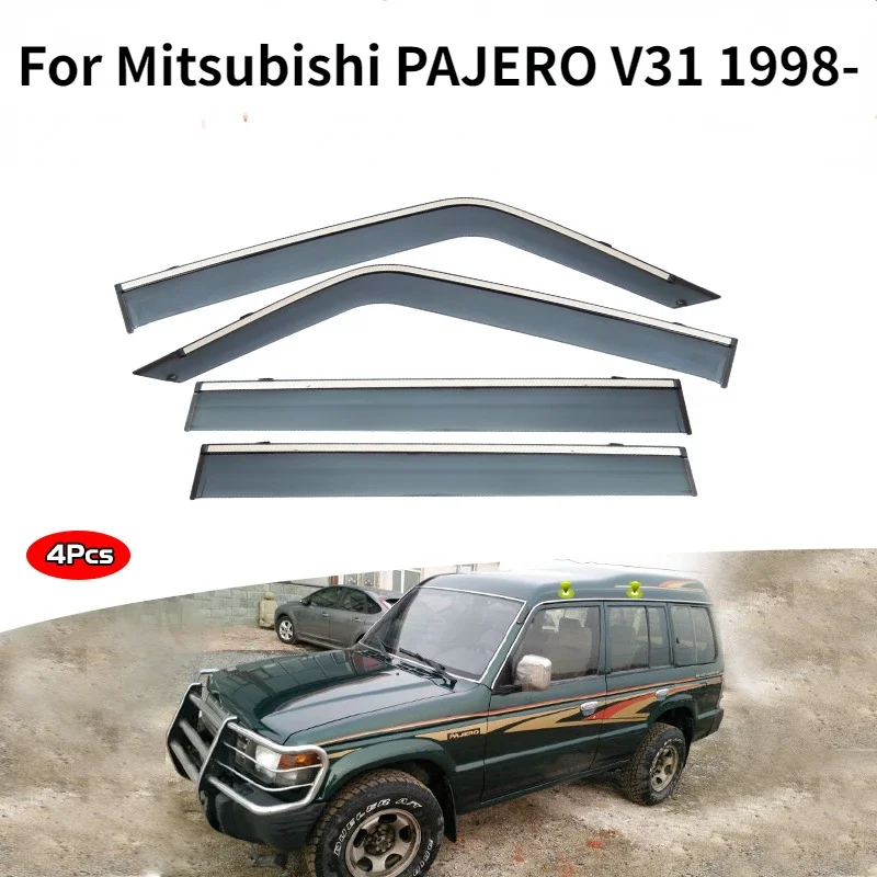 Visera de puerta para Mitsubishi PAJERO V31 1998-2022, accesorios para ventana, protector meteorológico, visera de puerta, parasoles de ventilación