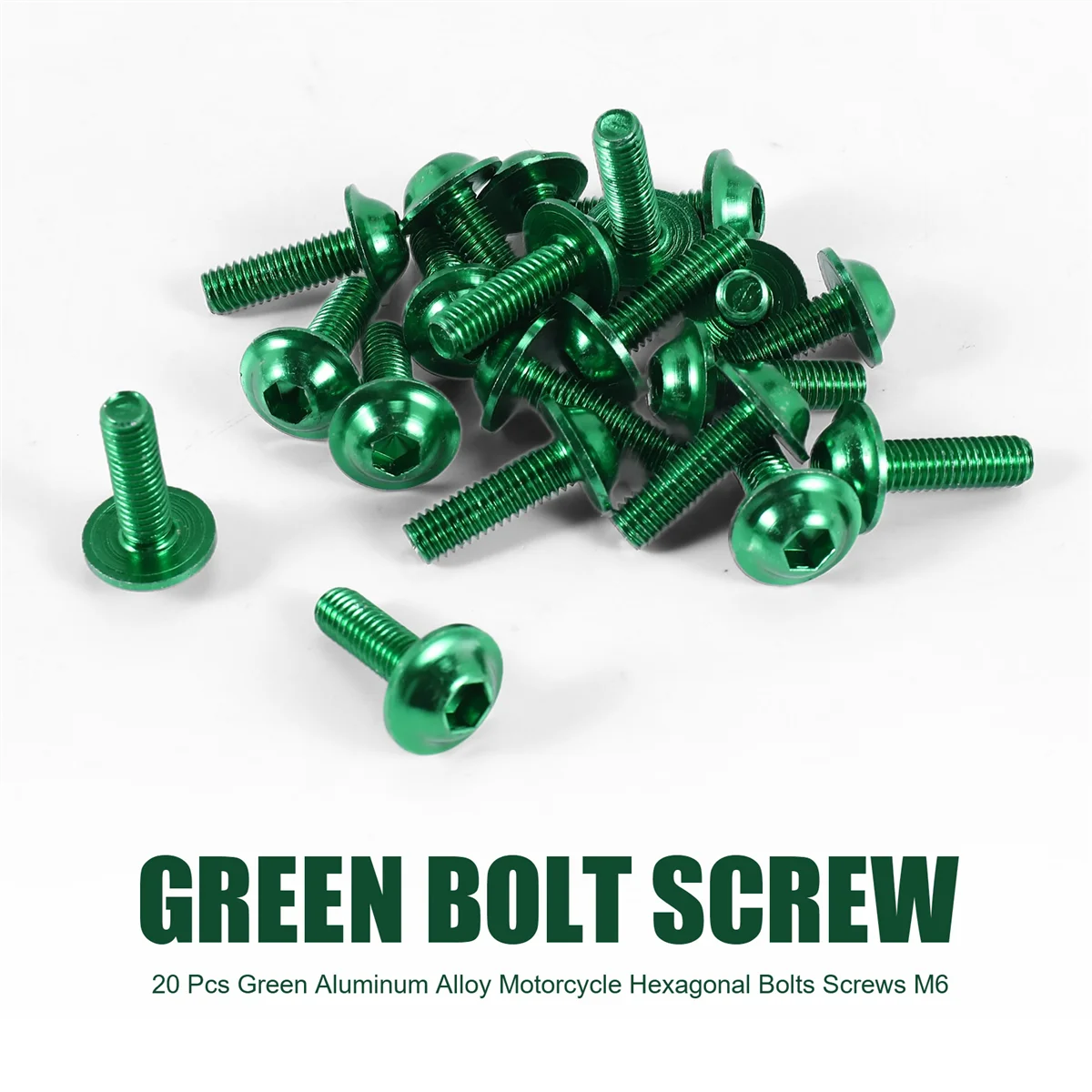 Nuove viti per bulloni esagonali per moto in lega di alluminio verde da 20 pezzi M6