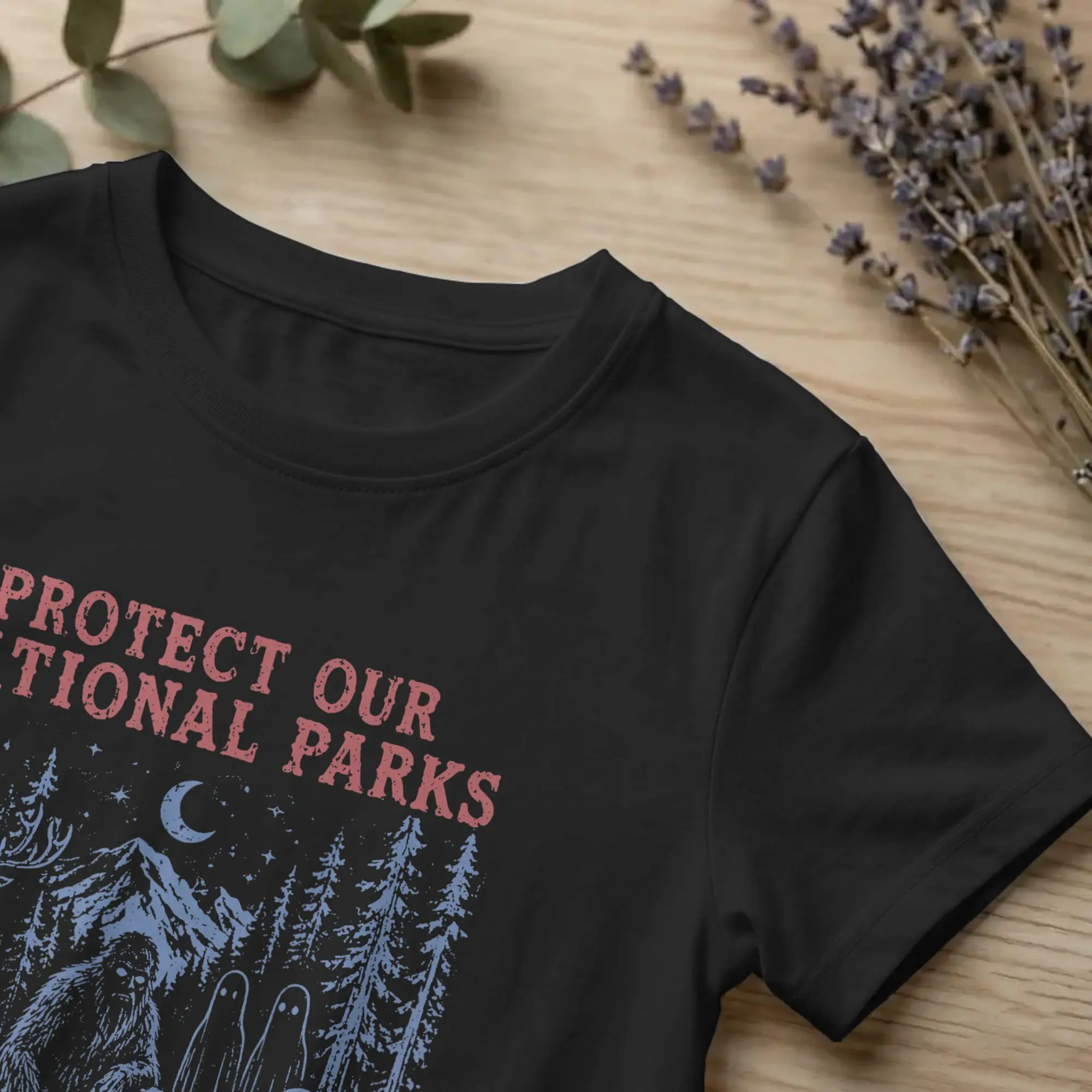Men's Protect Our National Parks Horror T Shirt Mothman Cryptid Weirdcore Tops Vintage Short Sleeve Round Neck Tees T-Shirts