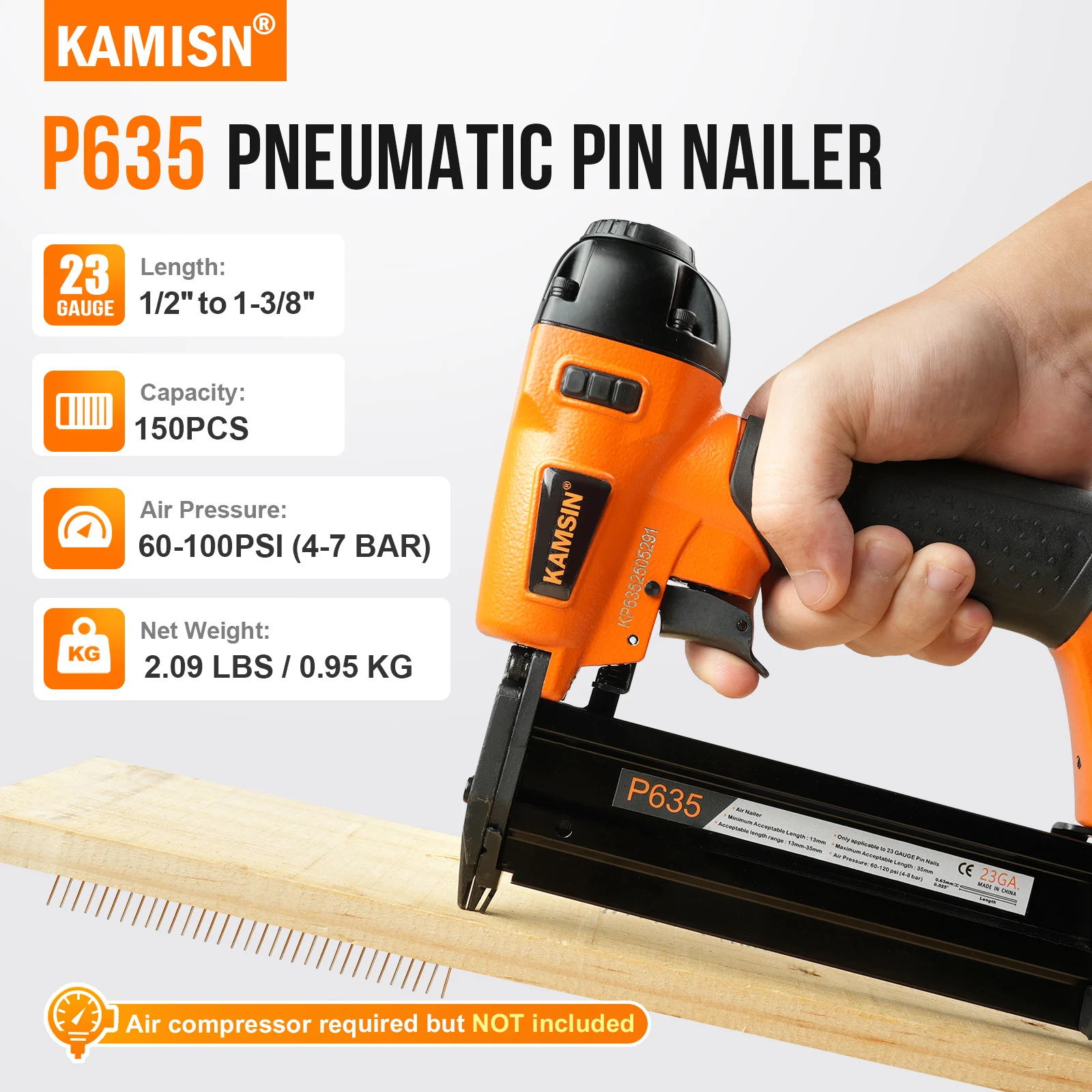 P635 Pneumatic Mosquito Nail Gun 30 Mosquito Nail Gun Sound-Muting Mosquito Nail Grab Carpentry 35mm Text Needle Gun Pattern Nai