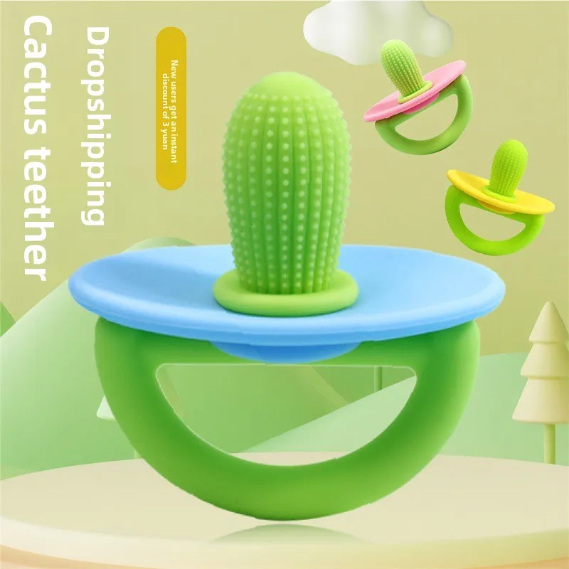 

Anti-chewing Hand Sucking Soothing Cactus Dental Chew Toy Boilable Super Soft 3D Cartoon Baby Teething Toy Food Grade