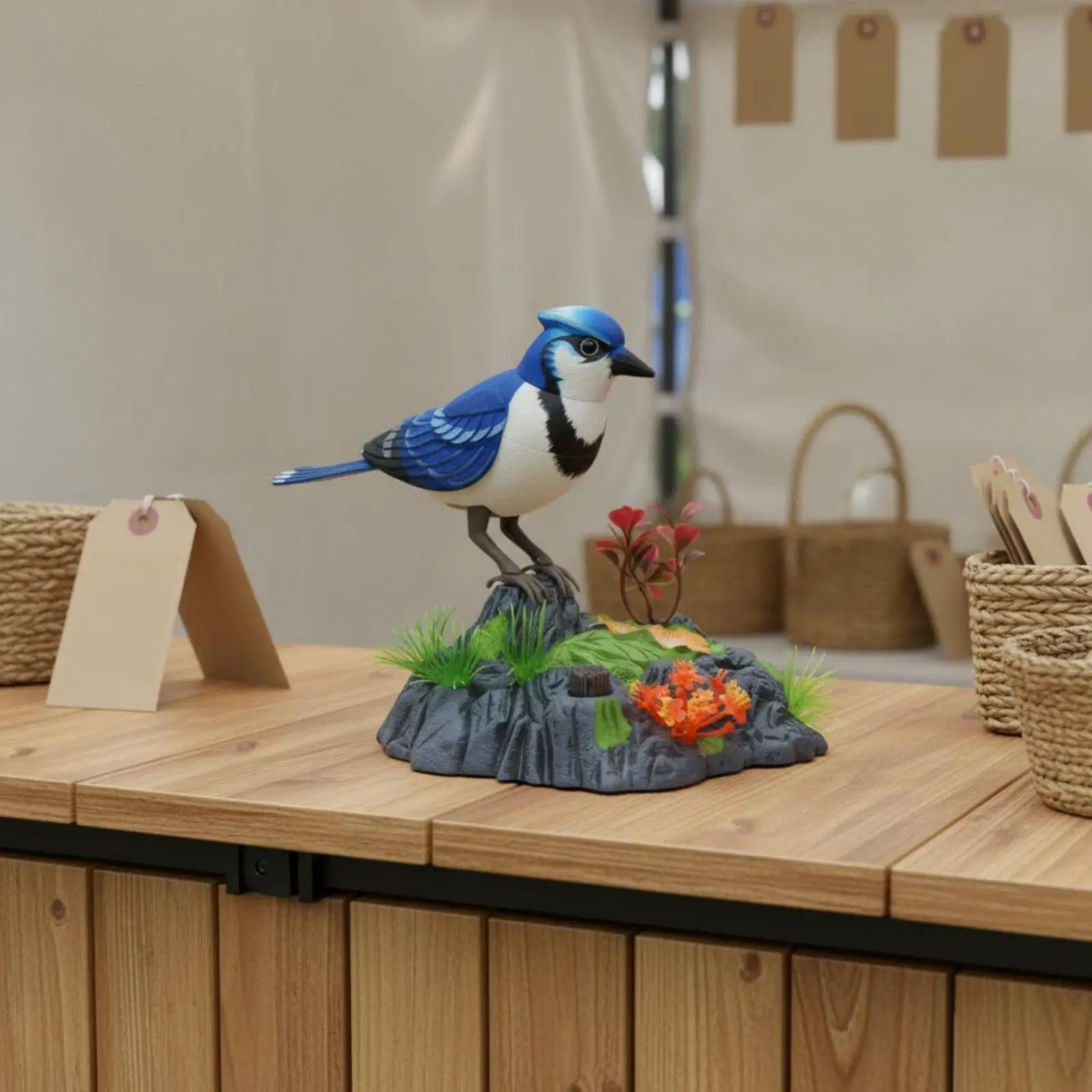 Sound Activated Chirping Bird Ornament Toy Interactive Fun Singing and Moving Bird Toy Speech Mimicking for Kids, Desk