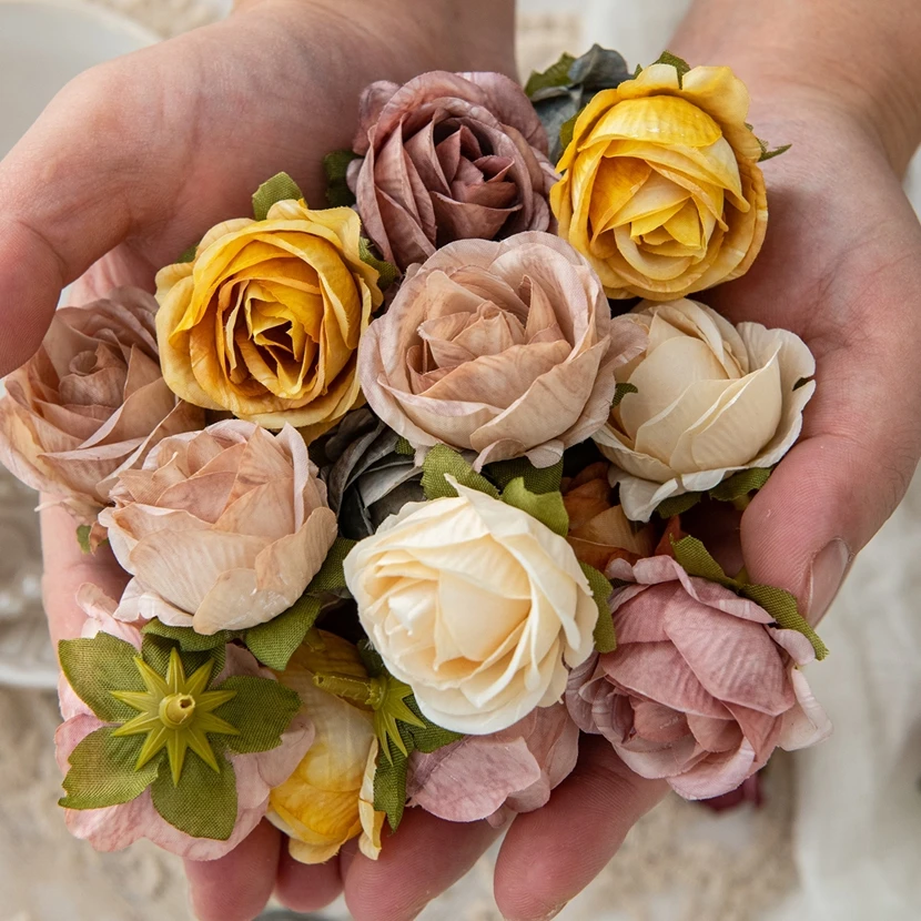 

50/100PCS Bubble Rose Artificial Flowers Home Room Decorative Flowers Heads Wedding Bridal Accessory Multicolour Dress Ornaments