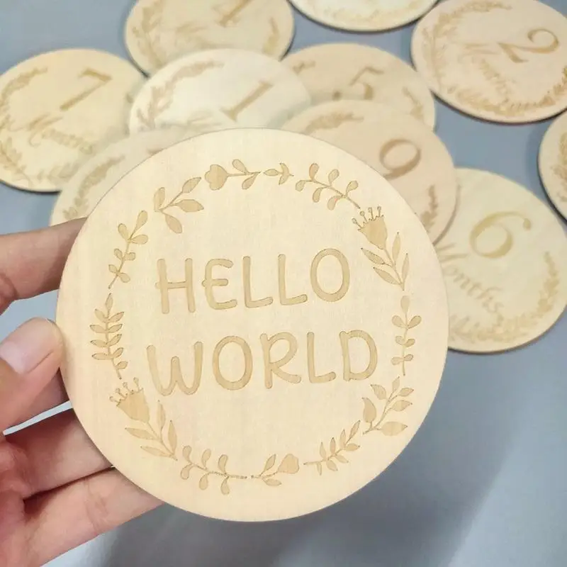 L8RB 14 PCS/مجموعة بطاقات Baby Wooden Milestone Card