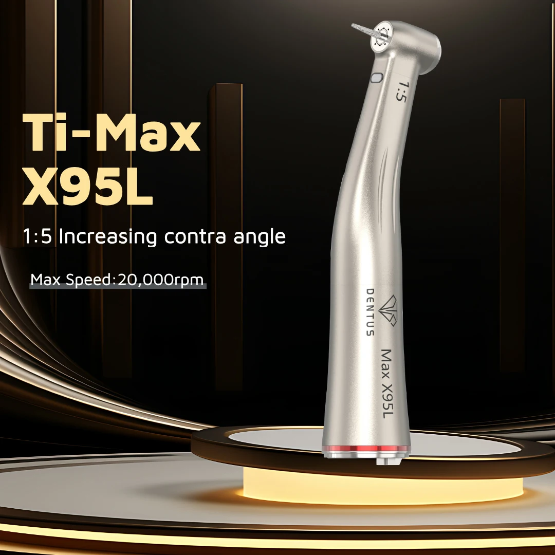 NSK Type 1:5 Push Button Low Speed Fiber Optic Contra Angle Handpiece Dental Equipment With Red Ring X95L  For Dentistry