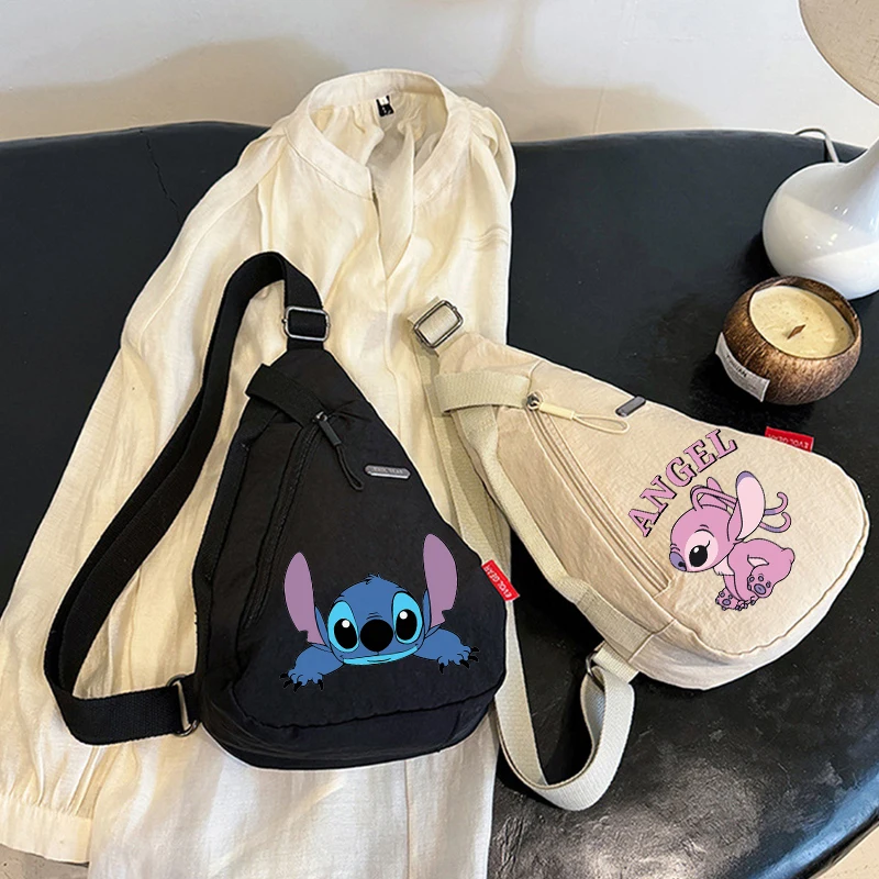 Stitch Shoulder Bags Boy Girl Korean Version Chest Bag Disney Trendy Cool Shoulder Crossbody Bags  Cartoon Anime Handbag Gift