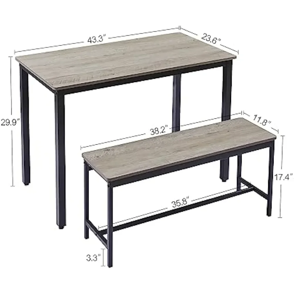 

L Набор обеденных столов на 4 человека, набор кухонных столов 43,3 дюйма с 2 скамейками на 4–6, современный набор мебели для набора обеденных столов