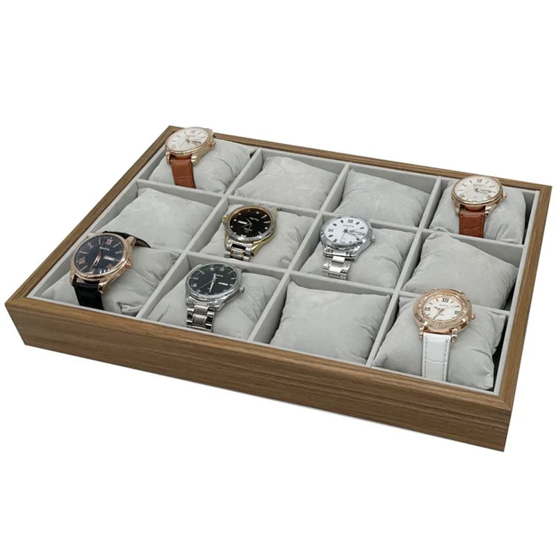 Wood Watch Storage Box for Men 12 Slots Watch Boxes Organizer Mechanical Wrist Watches Tray Display Holder Collection Accessory